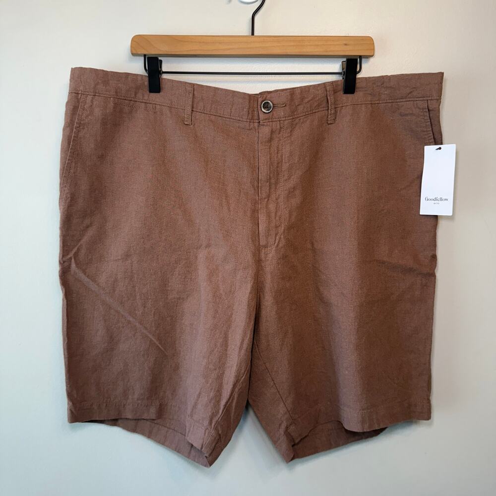 Goodfellow Men's The Every Wear 9" Flat Front Linen Shorts Brown Size 42